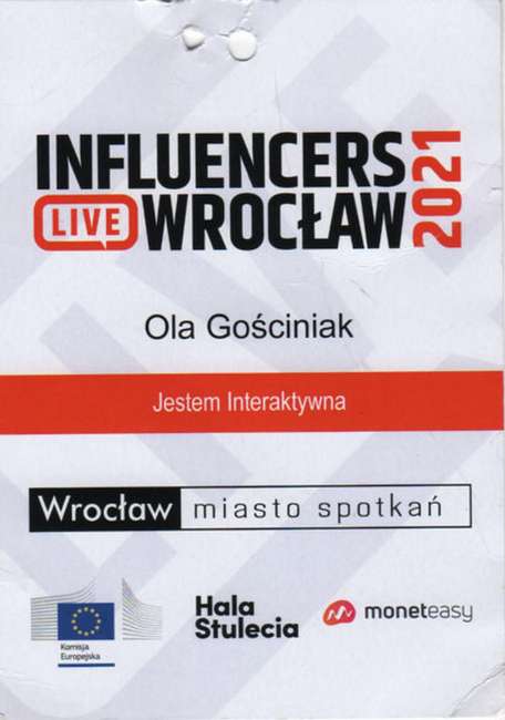 Identyfikator Oli Gościniak z Influencers Live Wrocław 2021