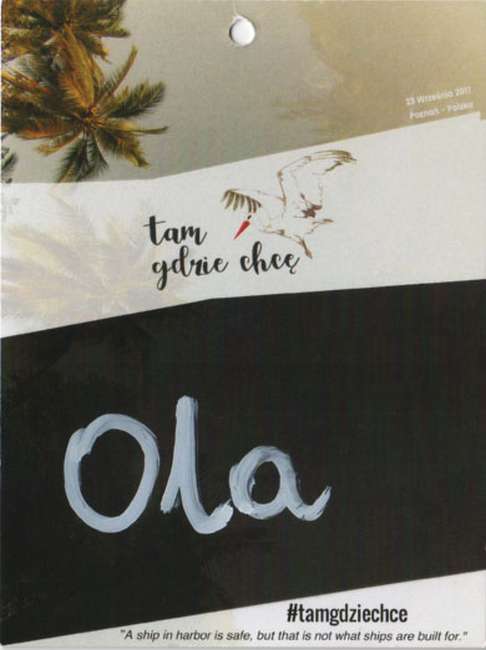 Identyfikator Oli Gościniak z konferencji „Tam Gdzie Chcę” poświęconej pracy zdalnej i cyfrowemu nomadyzmowi