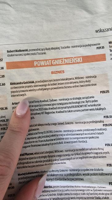 Wzmianka prasowa w sekcji „Powiat Gnieźnieński – biznes”