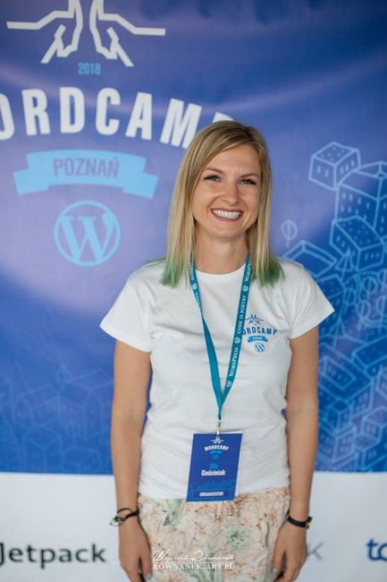 Ola Gościniak jako współorganizatorka WordCamp Poznań 2018