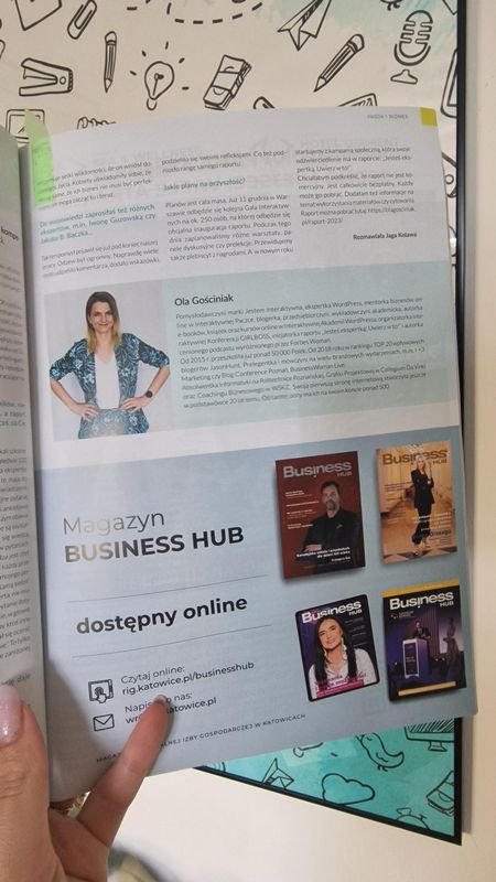 Wywiad z Olą Gościniak w magazynie Business Hub