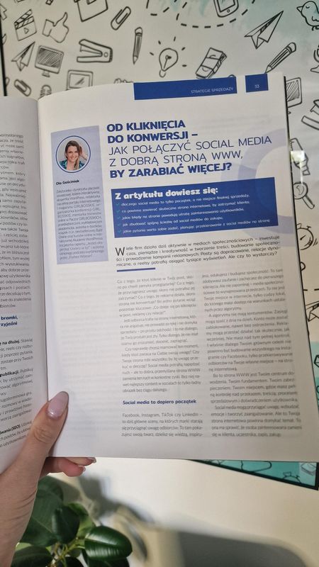 Artykuł Oli Gościniak „Od kliknięcia do konwersji – jak połączyć social media z dobrą stroną WWW, by zarabiać więcej?”
