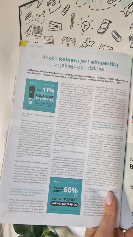 Artykuł „Każda kobieta jest ekspertką w jakiejś dziedzinie!” z Olą Gościniak i wynikami raportu „Jesteś ekspertką! Uwierz w to!” w Business Hub